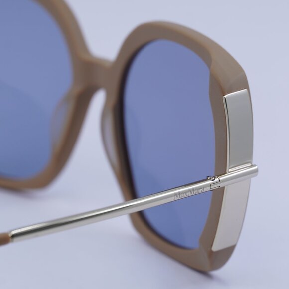 MaxMara MALIBU9 MM0079 46X Sunglasses Brown Butterfly Frame, Blue Lenses - Picture 9 of 10